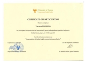 Linguistic Conference certificate, Cyprus, Nicosia