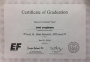 Certificate of graduation by EF