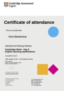 Certificate of Attendance Cambridge Assessment English English Teaching Qualifications