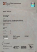 Сертификат о владении языком на продвинутом уровне CAE