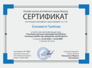 Сертификат о прохождении обучения для преподавателей в онлайн-школе SkyEng