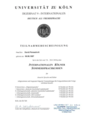 Сертификат о прохождении обучения (Германия, Кельн)