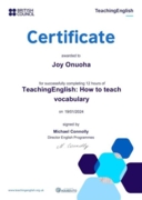Certificate,how I teach vocabulary