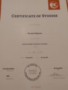Сертификат о прохождении курса английского языка в Бристоле (Англия)