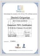TEFL 120 hours (серийный номер TN 1800-013)
