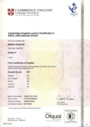 Сертификат FCE grade A