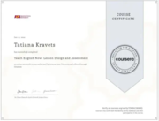 Сертификат по структурированию уроков от Университета Аризоны, США