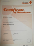 Сертификат о прохождении обучения на уровень знания английского языка C1 в Лондоне в Embassy Docklands