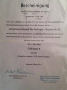 Диплом о прохождении интенсив-курса по немецкому языку от университета г.Ганновера, 2014 год