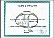 Maths Competition Certificate