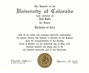 Диплом Университета Колорадо, США
