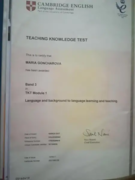 Сертификат о задаче международного экзамена TKT Module 1