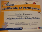 Jolly Phonics Certificate of Participation