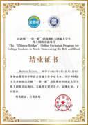 Документ об участии в международном конкурсе "Китайский мост"