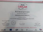 Сертификат о стажировке во Франции