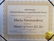 Диплом LL.M (ANO Pericles American Business & Legal Education Project)