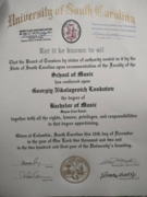 Диплом Университета Южной Каролины