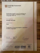 Cambridge English level 5 certificate in Teaching English to Speakers of Other Languages (CELTA)