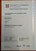 Certificate of proficiency in English