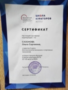 Сертификат о прохождении школы кураторов