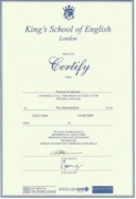 Certificate of attendance (King's School of English)