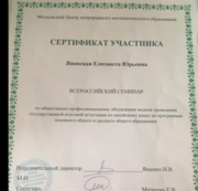 Сертификат об участии во Всероссийском семинаре по общественно-профессиональному обсуждению модели проведения ЕГЭ по китайскому языку
