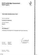 Сертификат Cambridge Teacher Knowledge Test, Module 1