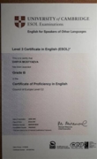 Cambridge CPE certificate